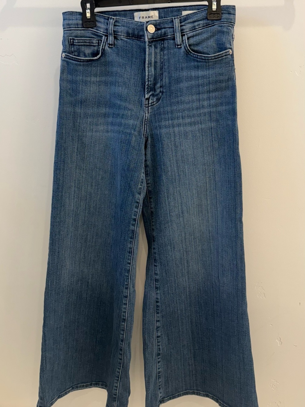 Frame Le Slim Palazzo Crop Jeans, Medium Blue Wash - Size 28